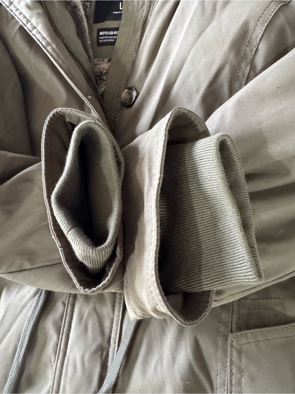 Hollister olive green sherpa-lined faux-fur trimmed hooded parka Size large - Picture 8 of 13